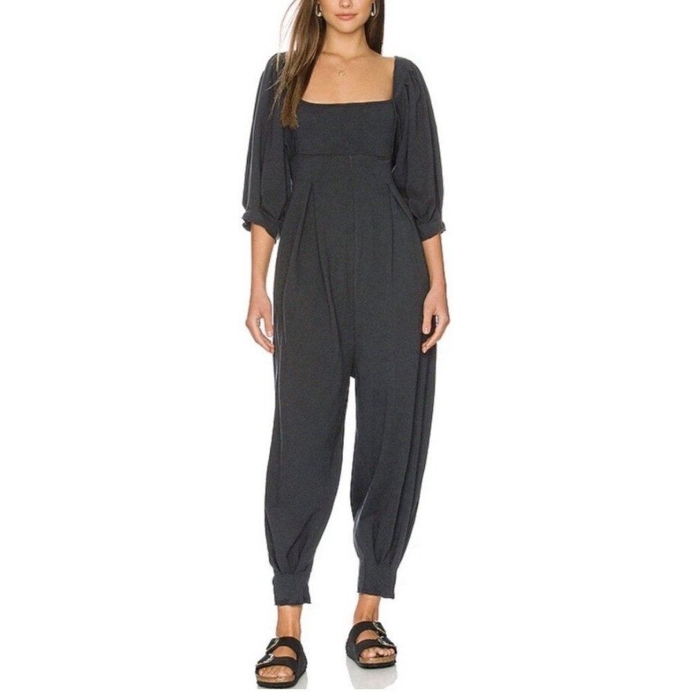Free People Lotta Love‎ Jumpsuit Womens XS Gray Harem Boho Lounge